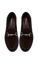 Woman Brown Buckled Suede Leather Loafer | Derimod