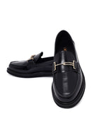 Kadın Siyah Tokalı Deri Maskülen Loafer | Derimod