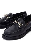 Kadın Siyah Tokalı Deri Maskülen Loafer | Derimod