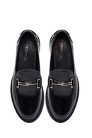 Kadın Siyah Tokalı Deri Maskülen Loafer | Derimod