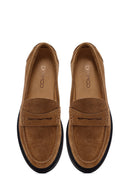 Woman Mink Suede Leather Masculine Loafer | Derimod