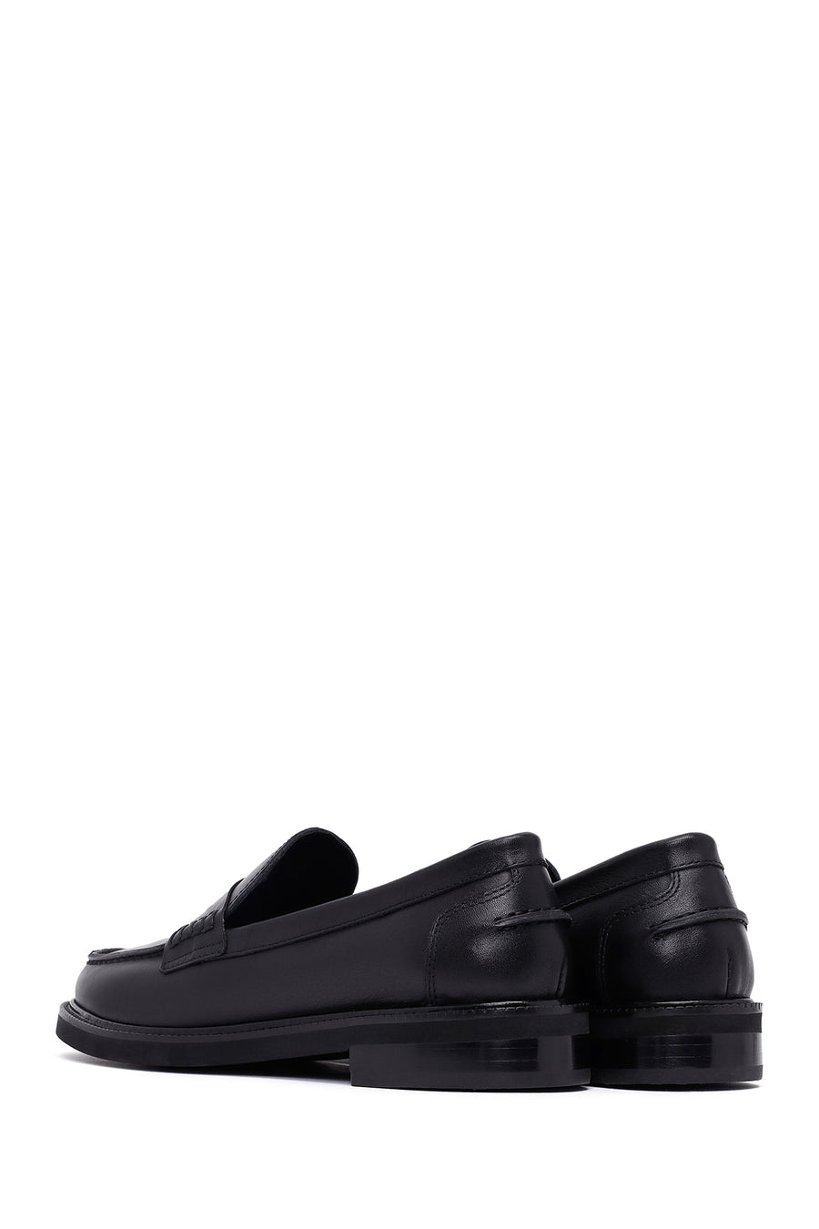 Kadın Siyah Deri Maskülen Loafer