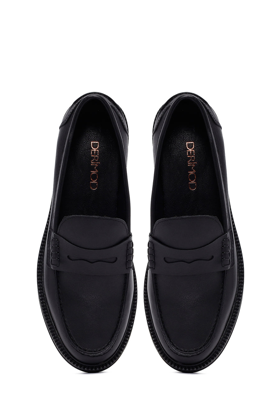Kadın Siyah Deri Maskülen Loafer