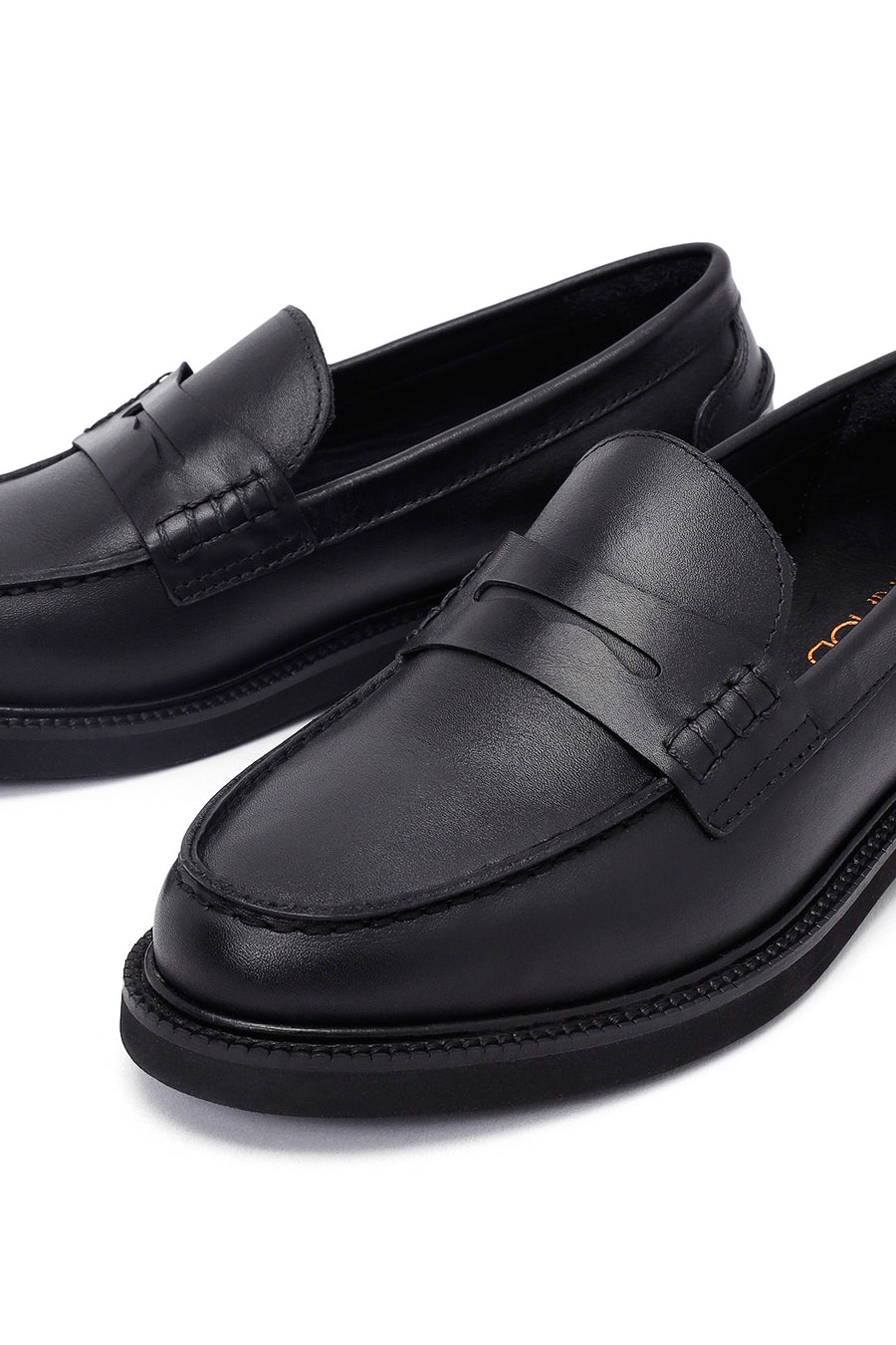 Kadın Siyah Deri Maskülen Loafer