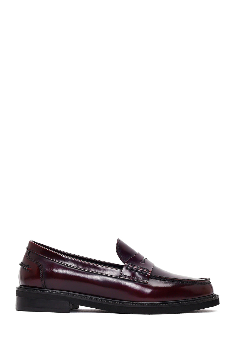 Women's Burgundy Leather Masculine Loafer 25AFD260322 | Derimod