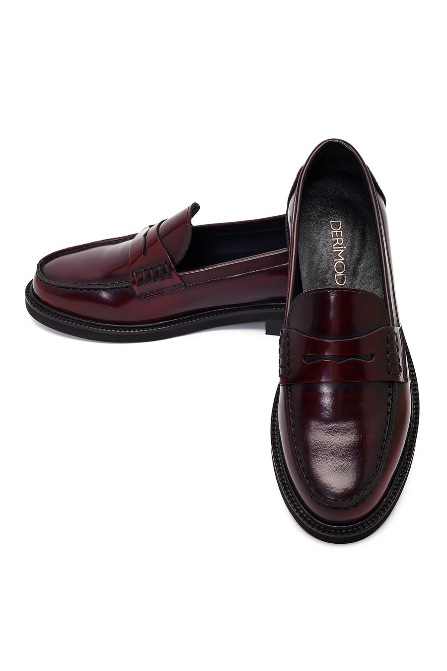 Women's Burgundy Leather Masculine Loafer