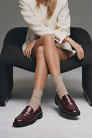 Kadın Bordo Deri Maskülen Loafer | Derimod