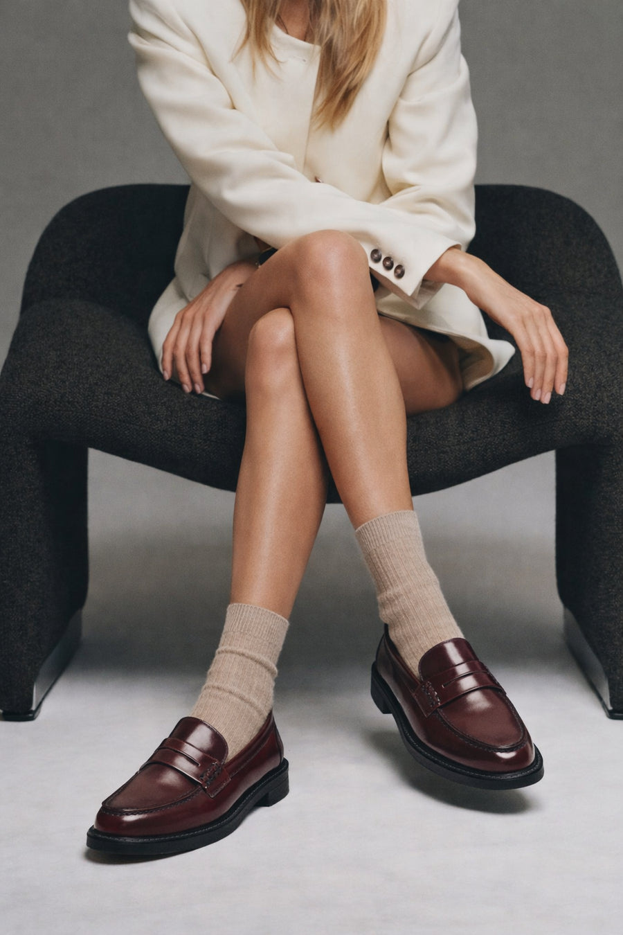 Women's Burgundy Leather Masculine Loafer