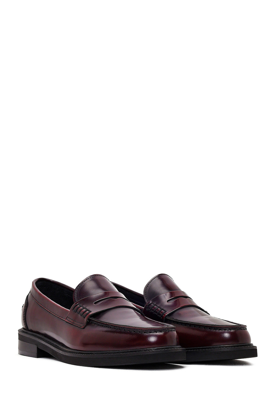 Women's Burgundy Leather Masculine Loafer