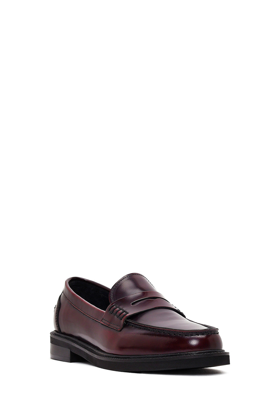 Women's Burgundy Leather Masculine Loafer