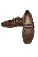 Kadın Vizon Çift Tokalı Süet Deri Babet | Derimod