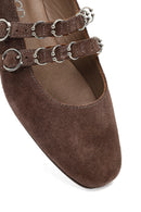 Kadın Vizon Çift Tokalı Süet Deri Babet | Derimod