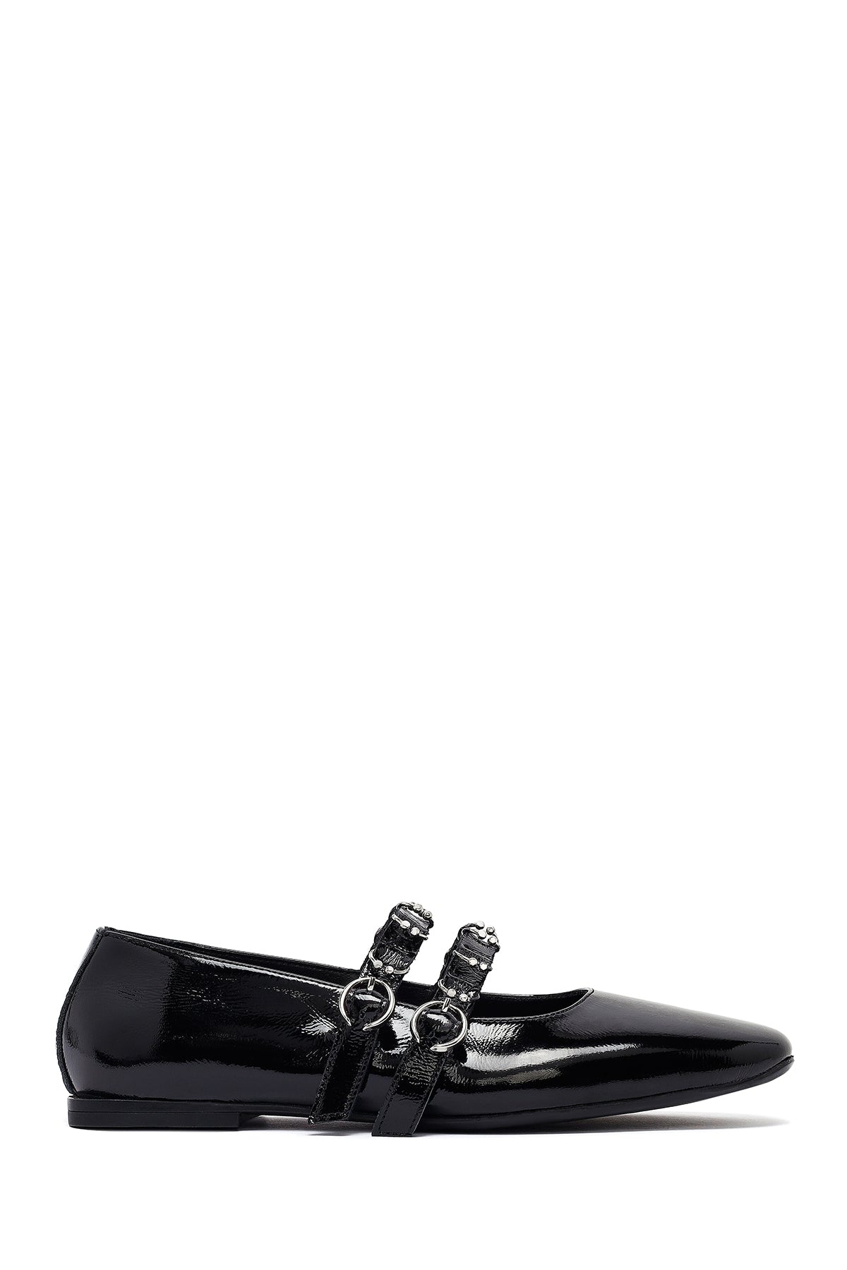 Woman Black Buckled Patent Leather Leather Babet 25AFD270016 | Derimod