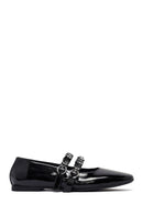 Woman Black Buckled Patent Leather Leather Babet | Derimod