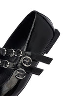 Woman Black Buckled Patent Leather Leather Babet | Derimod