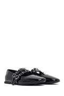 Woman Black Buckled Patent Leather Leather Babet | Derimod