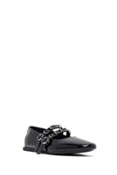 Woman Black Buckled Patent Leather Leather Babet | Derimod
