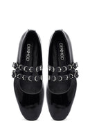 Woman Black Buckled Patent Leather Leather Babet | Derimod