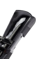 Woman Black Buckled Patent Leather Leather Babet | Derimod