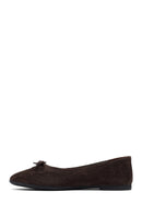 Woman Brown Suede Leather Babet | Derimod