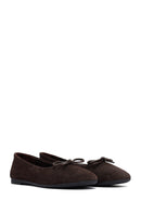 Woman Brown Suede Leather Babet | Derimod