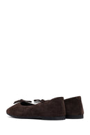 Woman Brown Suede Leather Babet | Derimod