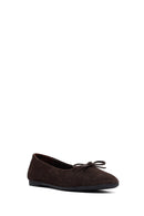 Woman Brown Suede Leather Babet | Derimod