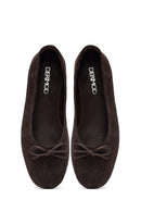 Woman Brown Suede Leather Babet | Derimod