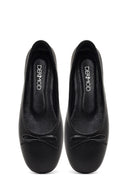 Kadın Siyah Fiyonklu Deri Babet | Derimod