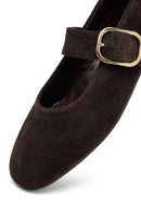 Kadın Kahverengi Tokalı Süet Deri Babet | Derimod