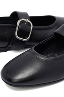 Kadın Siyah Tokalı Deri Babet | Derimod