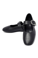 Kadın Siyah Tokalı Deri Babet | Derimod