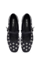 Woman Black Buckle Leather Babet | Derimod