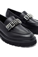 Woman Black Accessory Leather Masculine Loafer | Derimod
