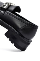 Woman Black Accessory Leather Masculine Loafer | Derimod