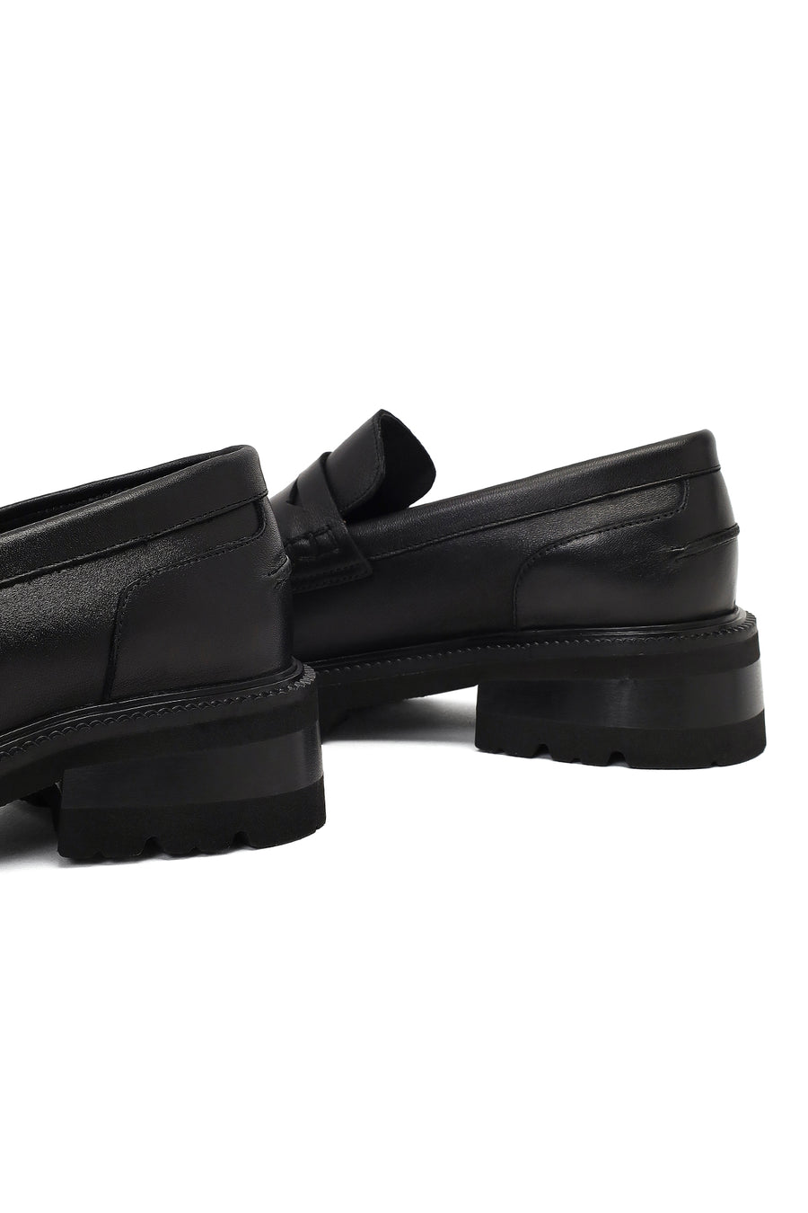 Kadın Siyah Kalın Tabanlı Deri Maskülen Loafer
