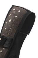 Women's Anthracite Buckled Suede Leather Ballet Flat | Derimod