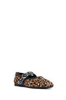 Kadın Leopar Tokalı Süet Deri Babet | Derimod