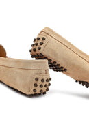 Women's Beige Buckled Suede Leather Loafer | Derimod
