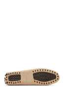 Women's Beige Buckled Suede Leather Loafer | Derimod
