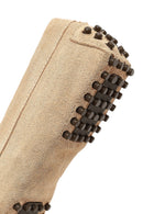 Women's Beige Buckled Suede Leather Loafer | Derimod