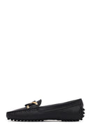 Women's Black Buckled Leather Loafer | Derimod