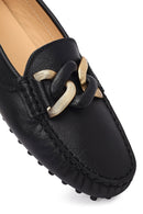 Women's Black Buckled Leather Loafer | Derimod