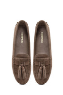 Kadın Vizon Püsküllü Süet Deri Loafer | Derimod