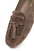 Kadın Vizon Püsküllü Süet Deri Loafer | Derimod