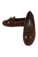 Kadın Kahverengi Püsküllü Süet Deri Loafer | Derimod