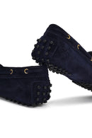 Kadın Lacivert Püsküllü Süet Deri Loafer | Derimod