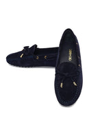 Kadın Lacivert Püsküllü Süet Deri Loafer | Derimod