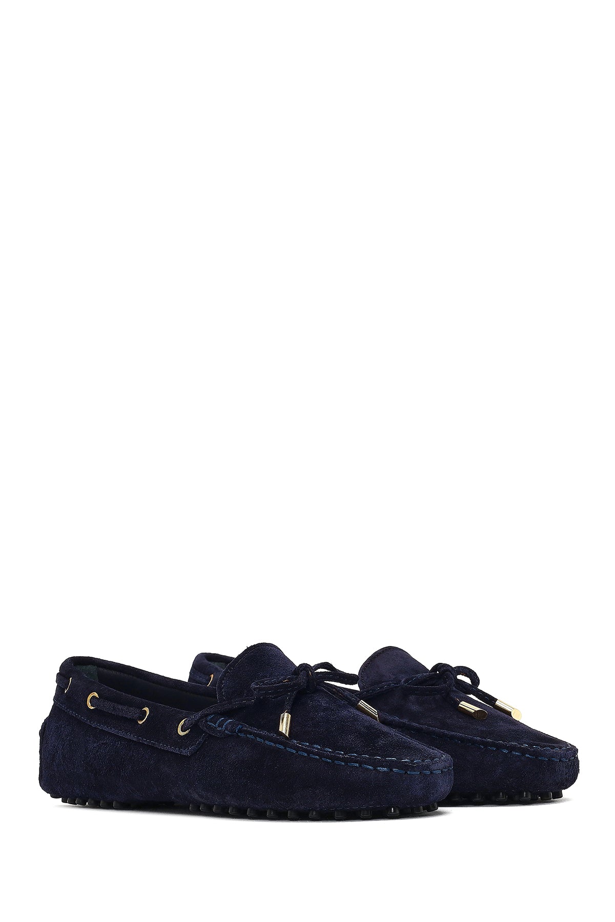 Kadın Lacivert Püsküllü Süet Deri Loafer