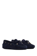 Kadın Lacivert Püsküllü Süet Deri Loafer | Derimod